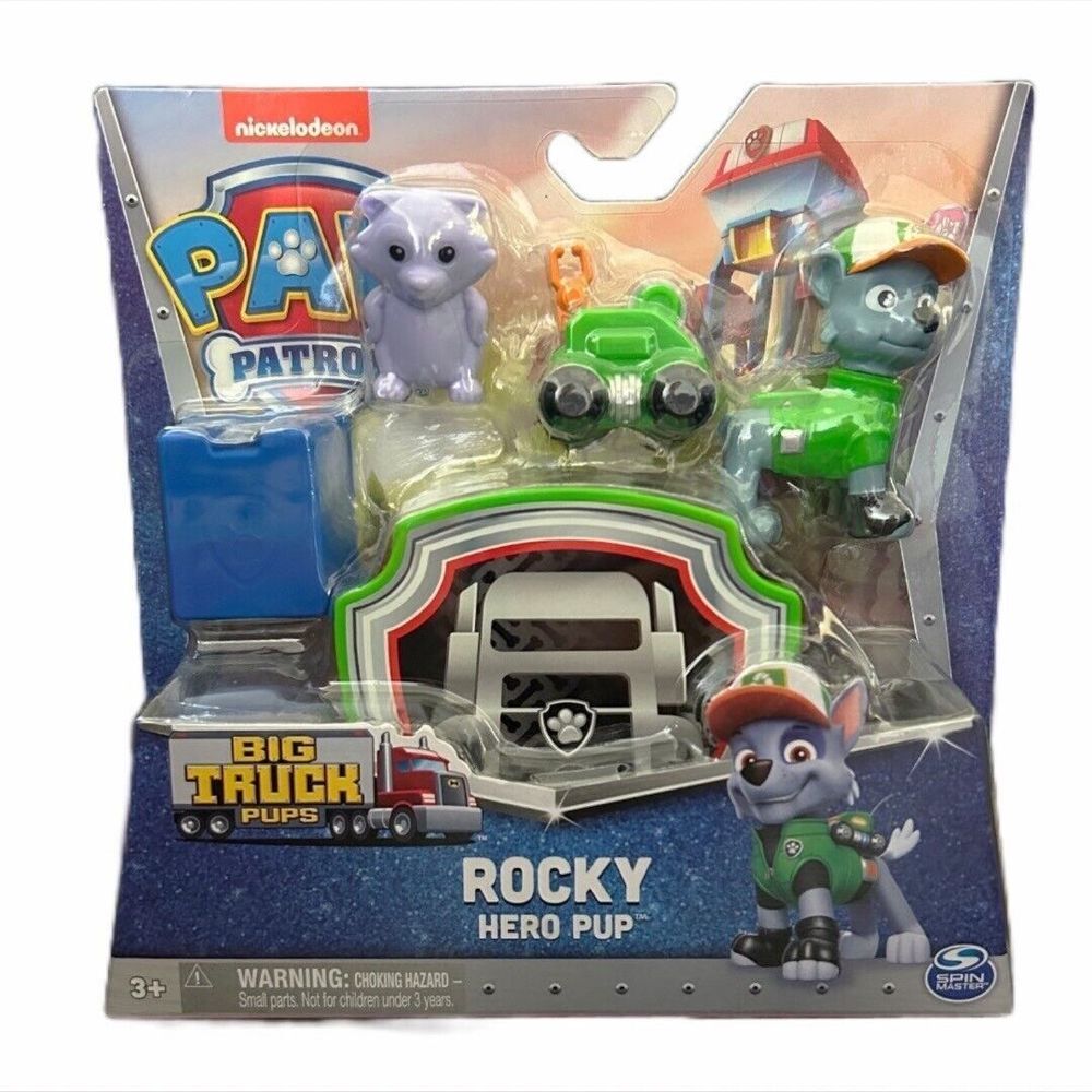 Paw Patrol Big Truck Pups Rocky Action Figure with Clip-on Rescue Drone & Friend